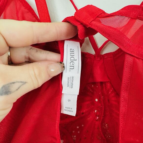 Auden Red Lace One Piece Lingerie Women’s Size S - Picture 4 of 6